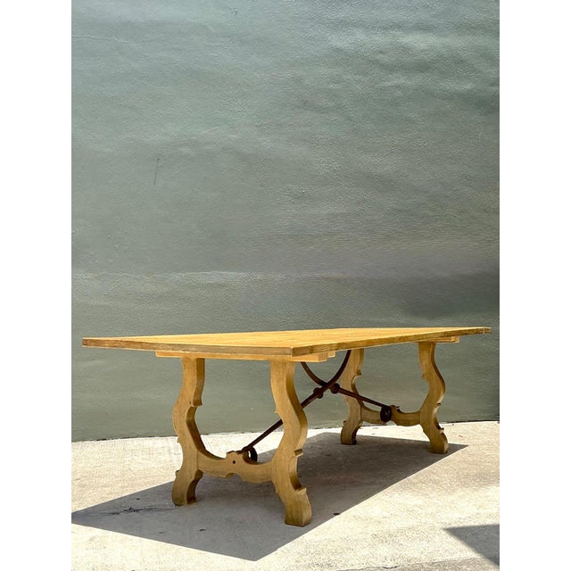 Vintage Wood Lyre Farmhouse Style Table For Sale - Image 14 of 18