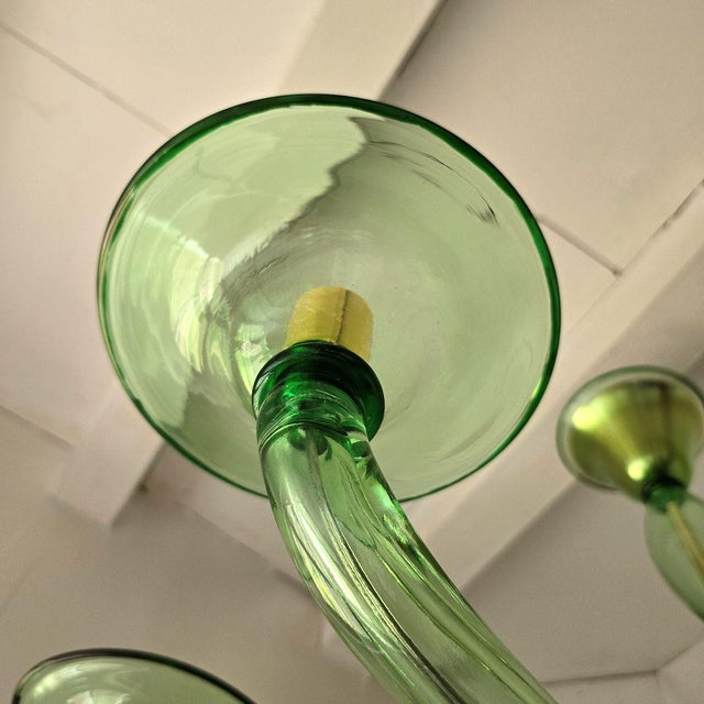 Green 1980s Mid Century Modern, Murano Green Glass Chandelier For Sale - Image 8 of 9