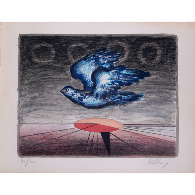 Franz Priking, Bluebird, Lithograph For Sale