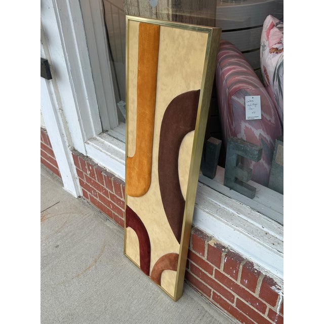 Mid-Century Modern Mid Century Geometric Suede 3d Art For Sale - Image 3 of 9