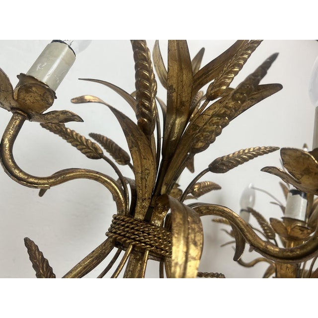 Hollywood Regency Gilt Sheaf of Wheat Table Lamps attributed to Hans Kögl, 1960s, Set of 2 For Sale - Image 3 of 16