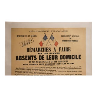 1926 French Military Poster - "Démarches a Faire Par Les Hommes Absents De Leur Domicile" For Sale