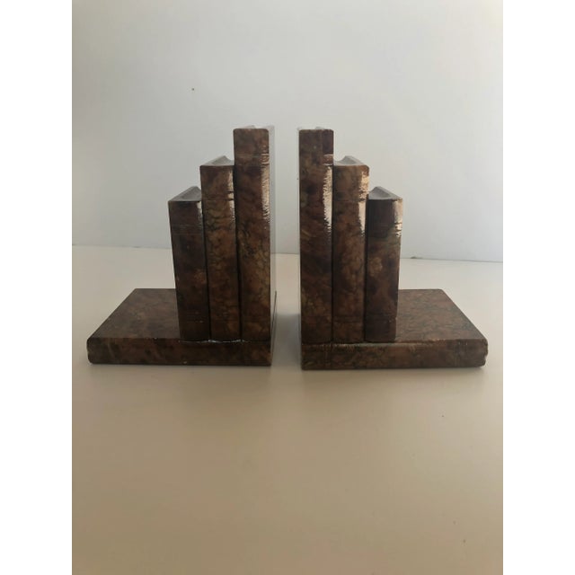 Brown 1930s Book Shaped Italian Marble Bookends - a Pair For Sale - Image 8 of 8