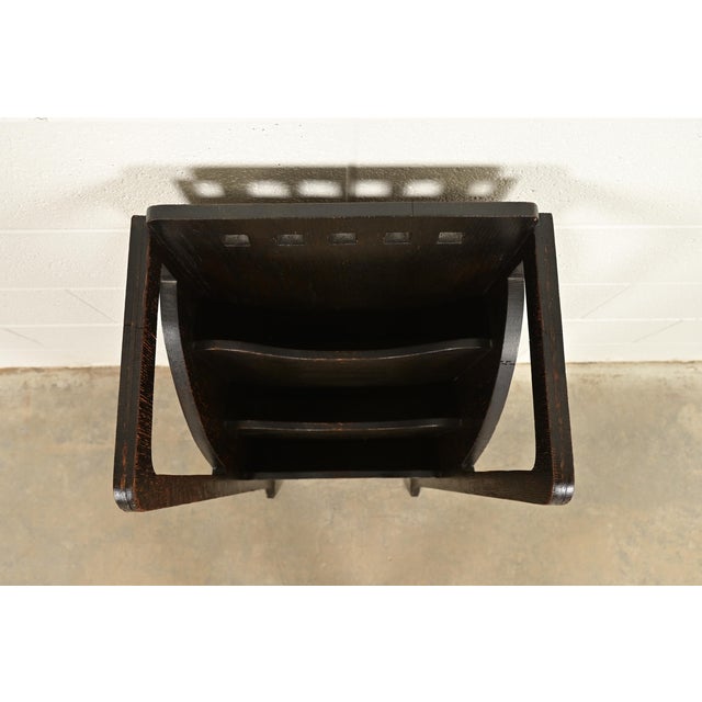 Brown Lakeside Craft Shops Antique Mission Oak Arts & Crafts Magazine Rack, Circa 1910 For Sale - Image 8 of 11