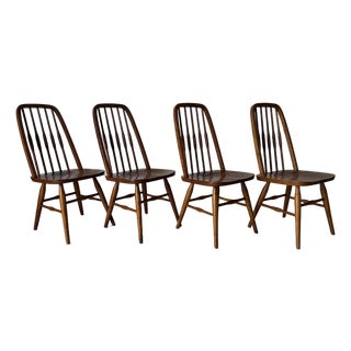 Vintage Virginia House Solid Oak Windsor-Style Dining Chairs – Set of 4 For Sale