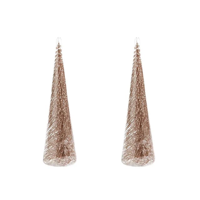 Modern Clear Glass Decorative Tree with Champagne Glitter, Large, Set of 2 For Sale - Image 3 of 3