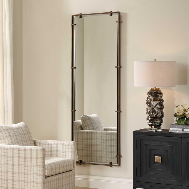 Mid-Century Modern Hann Full Length Bronze Mirror For Sale - Image 3 of 6