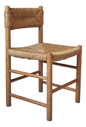 Wooden Chair with Rush Seat and Backrest, 1960s