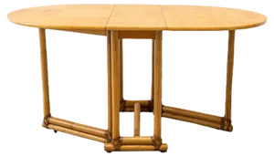 Mid-Century Winged Table with Legs in Bamboo