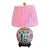 1960s Chinoiserie Ginger Jar Lamp With Pink and Green Floral Design and Pink Shade For Sale