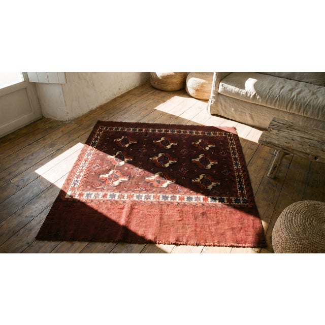 1871s Red Wine Geometric Antique Turkmen Tekke Chuval Rug 2'6" X 3'9" Handknotted Wool Carpet For Sale - Image 13 of 13