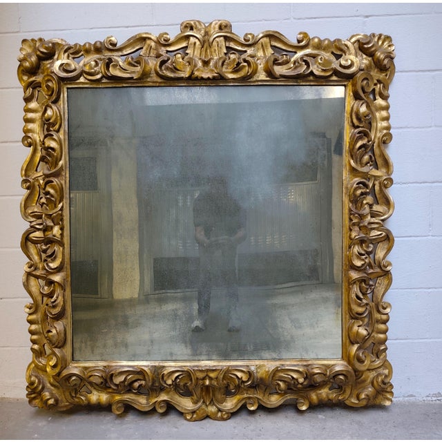17th Century 17th Century Wooden Mirror in Gold Leaf from a Noble Palace in Rome, 1680 For Sale - Image 5 of 13