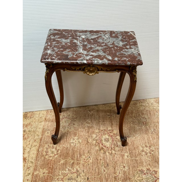 Antique French Louis XV Rouge Griotte Marble Top Accent Table For Sale - Image 4 of 12