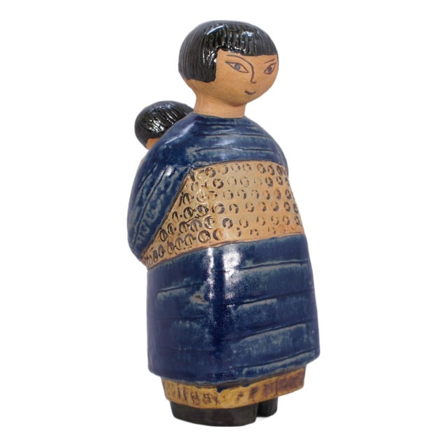 Stoneware Sculpture of a Japanese Woman with Child by Lisa Larson, 1960s For Sale