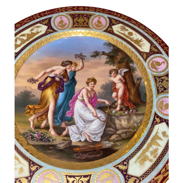 19th Century Pair of 19th Century Royal Vienna Hand-Painted Porcelain Plates For Sale - Image 5 of 8