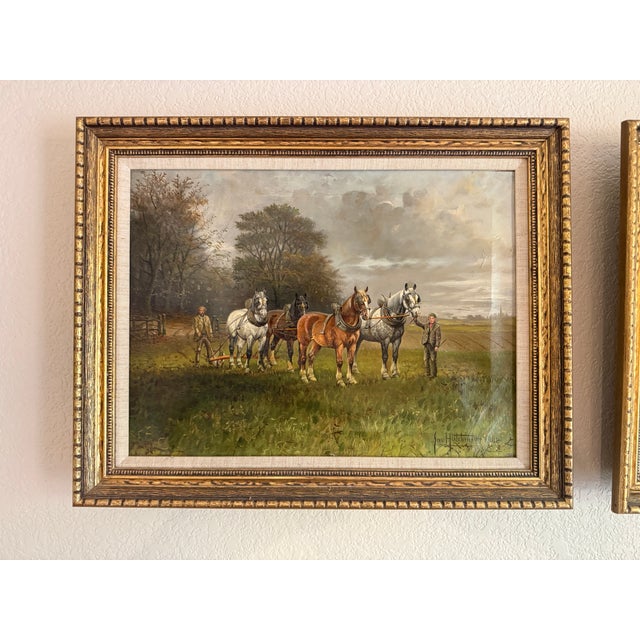 1900 - 1909 John Hutchinson Antique British Oil Paintings Framed Pair For Sale - Image 5 of 12
