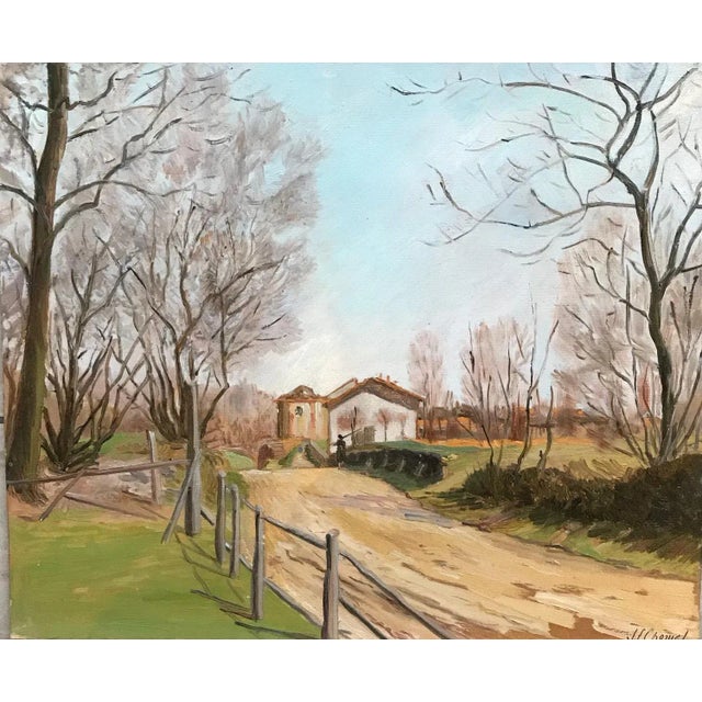 Jean Ferdinand Chomel, Sala Biellese, Italy, Oil on Cardboard, 1947 For Sale - Image 8 of 8