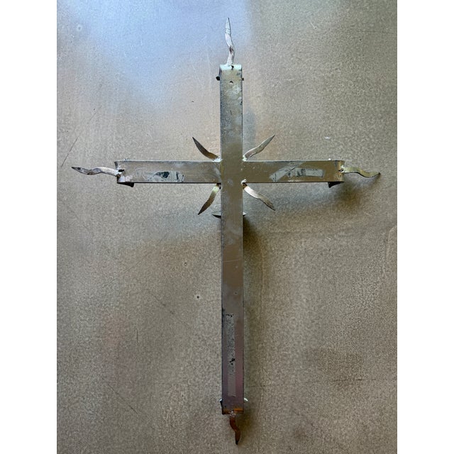 Vintage Hand-Forged Wrought Iron Mission Cross Candle Sconce Spanish Colonial Wall Art Jan Barboglio Attr. For Sale - Image 9 of 9