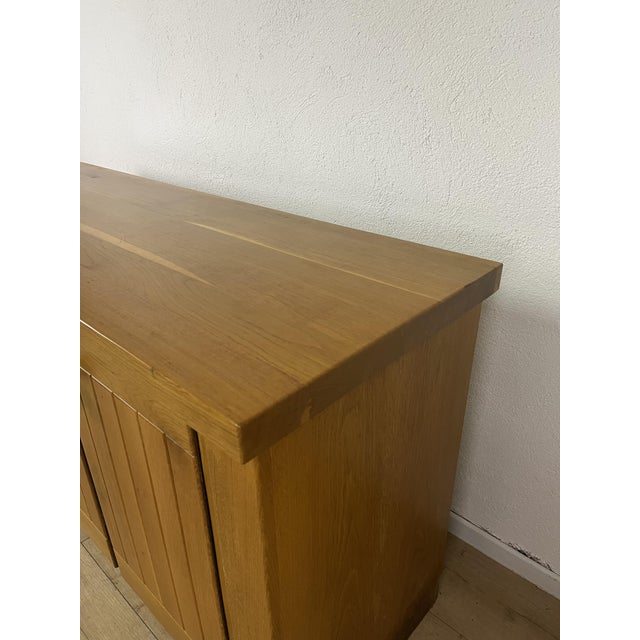 Tan Three-Door Elm Wood Sideboard, 1960s For Sale - Image 8 of 9