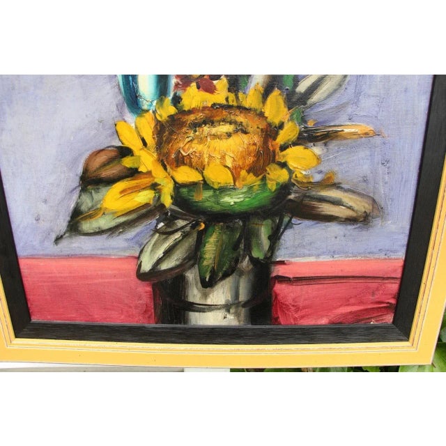 Oil on canvas "with sunflowers" by franz priking In very good shape dimensions of the canvas alone: ​​55 cm by 46 cm wide...