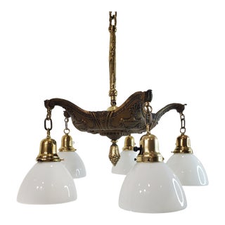 Antique 1910s Renaissance Revival 5-Light Chandelier For Sale