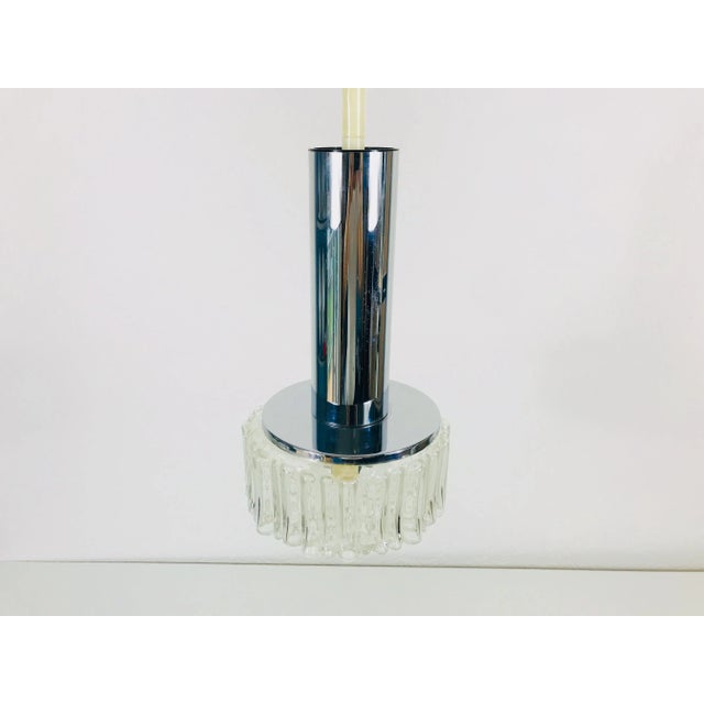 Mid-Century Modern 1970s Staff Chrome and Bubble Glass Hanging Lamp, Germany For Sale - Image 3 of 8