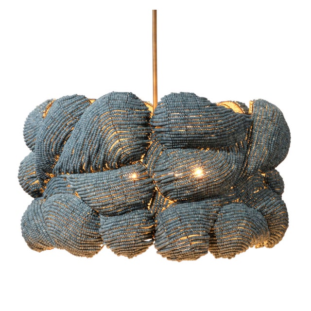 2020s Jamie Young Large Anguilla Chandelier in Blue Wood Beads For Sale - Image 5 of 10