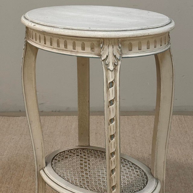 Sand Pair Louis XVI Painted Oval End Tables For Sale - Image 8 of 17