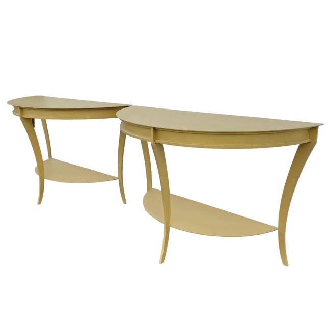 Vintage Mastercraft Style Demilune Console Tables in Gold Brass Coated Steel - A Pair For Sale - Image 12 of 12