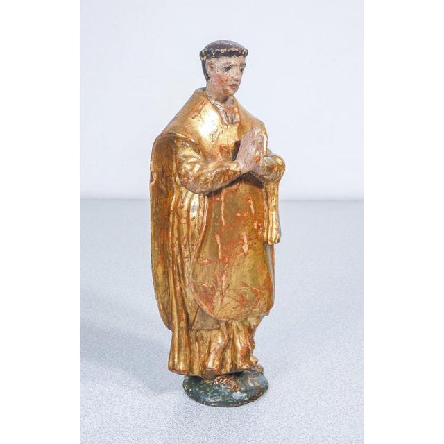 Italian Artist, Sculptures of Religious Saints. 1700, Wood and Gold For Sale - Image 15 of 18