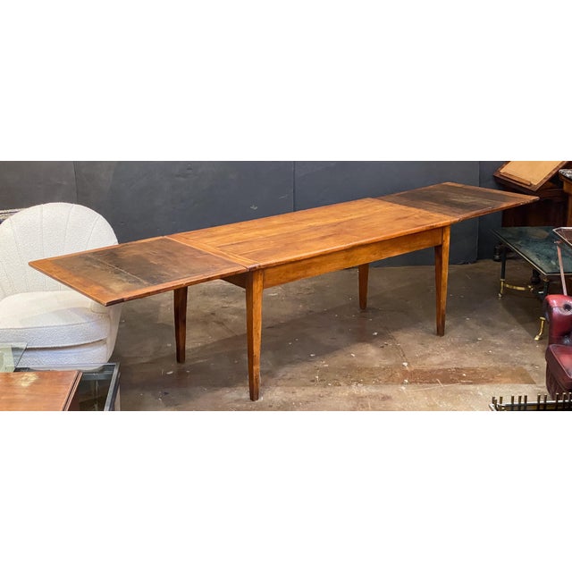 Large French Farm Table of Cherry Wood With Two Removable Leaves For Sale - Image 11 of 11