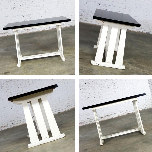 Rustic Arts And Crafts Black And White Diner Booth Banquette Table