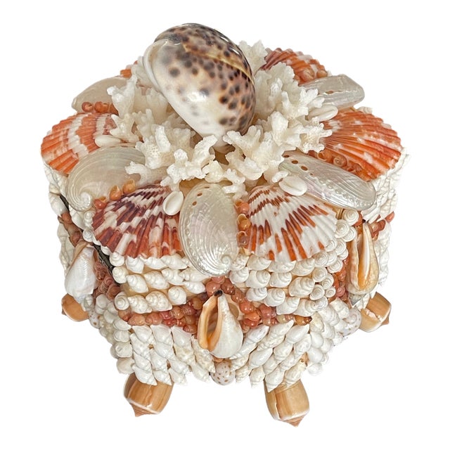 1970s Superb Palm Beach Sea Shell Encrusted Treasure Box For Sale