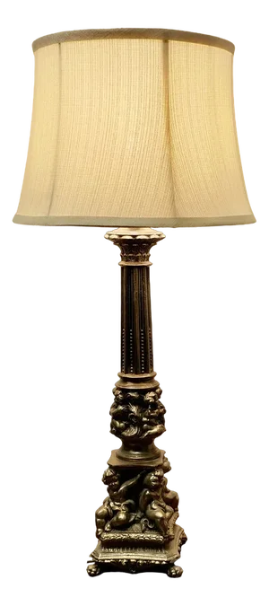 Tall Silver Gilt Metal Table Lamp with Putti, 1920s