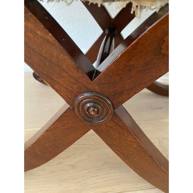 Vintage Traditional Regency Style Wooden XBase Stools / Ottomans a