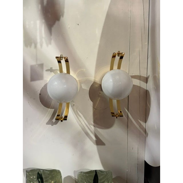 Glass Pair of Murano Ball Sconces For Sale - Image 7 of 7