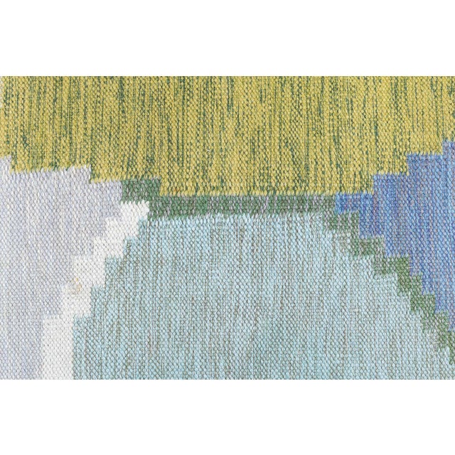 Lavender Mid-Century Scandinavian Abstract Lavender Flatweave Rug By Ingegerd Silow For Sale - Image 8 of 11