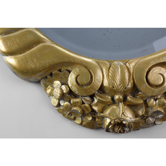Gold Vintage Art Deco French Carved Gilt Wooden Mirror, 1920 For Sale - Image 8 of 11