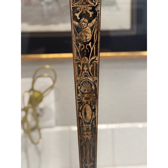 Neoclassical Fine Art Lamps Neoclassical Etched Tole Table Lamp With Parchment Shade – 41” Tall For Sale - Image 3 of 18