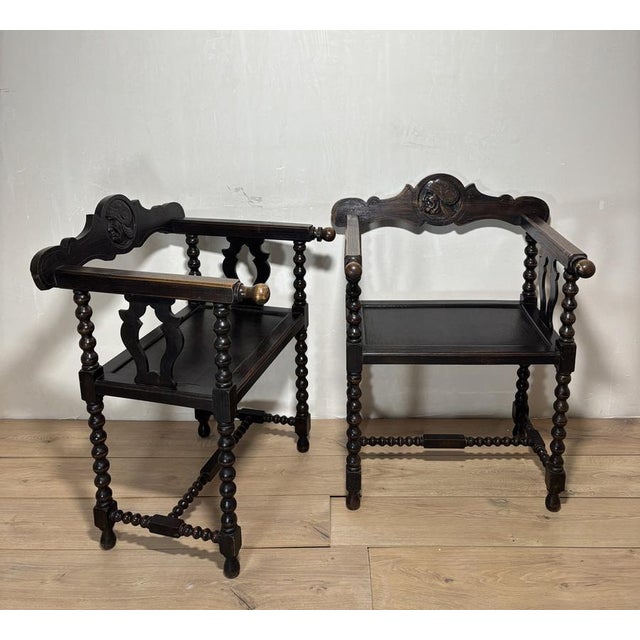 1920s Spanish Baroque Revival Barley Twist Armchairs, 1920, Set of 2 For Sale - Image 5 of 14