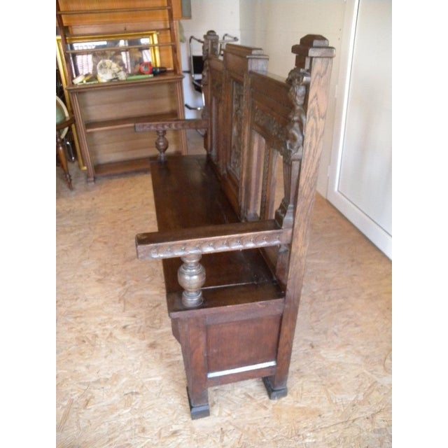 Antique Renaissance Bench with Carved Figure, 1880 For Sale - Image 16 of 18