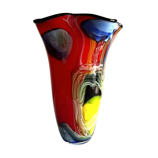 Modern Brilliant Modern Art Glass Vase in Murano Style For Sale - Image 3 of 18