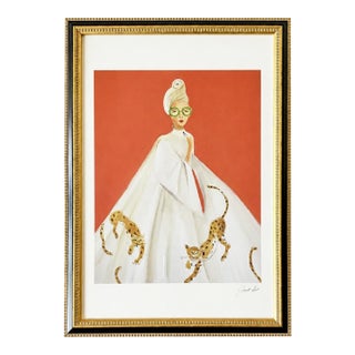 Janet Hill Studio Signed Framed Leopard Cheetah Woman Art Print For Sale