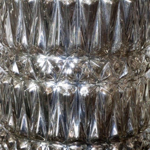 Pair of Hollywood Regency Style Dark Mercury Glass Diamond Pattern Lamps