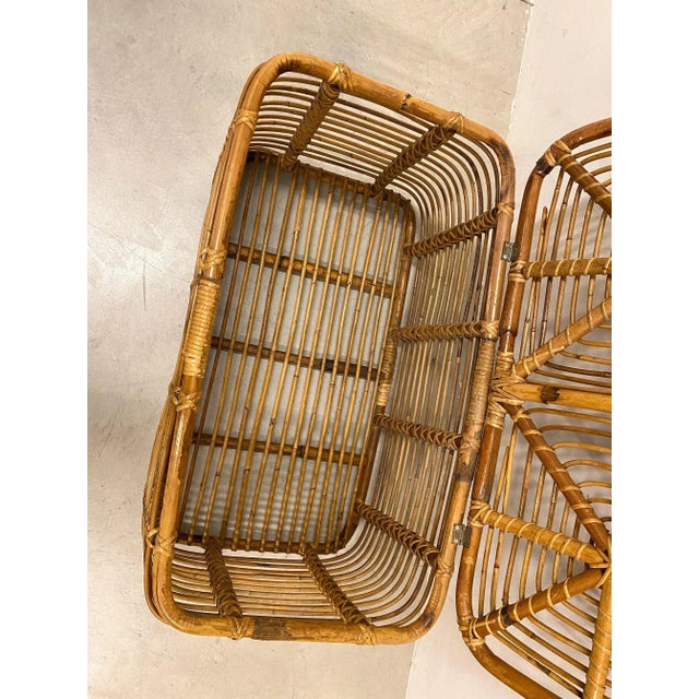 Bamboo and Wicker Basket, 1970s For Sale - Image 4 of 9