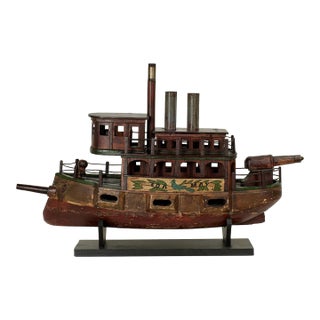 Antique Folk Art Boat Model For Sale