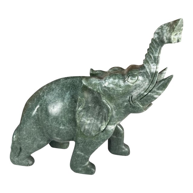 Vintage Verdite Walking Elephant Hand Carved Sculpture For Sale