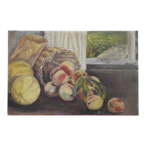 Early 20th Century Peaches Melons Still Life Painting