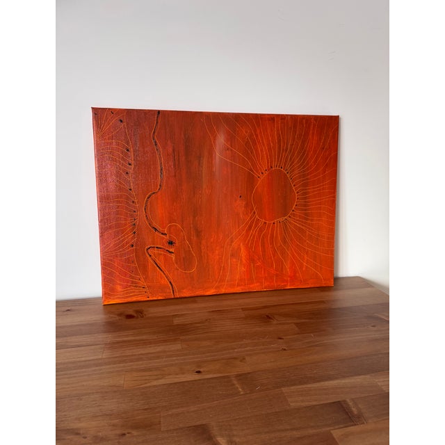 Red Abstract Oil Painting Terracotta Wall Art, Modern Abstract Canvas, Warm Neutral Home Decor, Contemporary Interior Art For Sale - Image 4 of 6