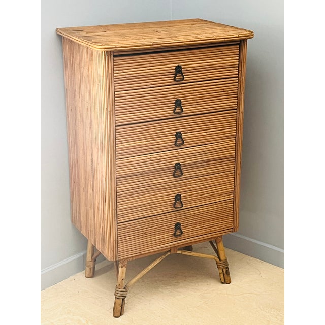 Rattan Chest of Drawers attributed to Adrien Audoux and Frida Minet, 1960s For Sale - Image 15 of 15